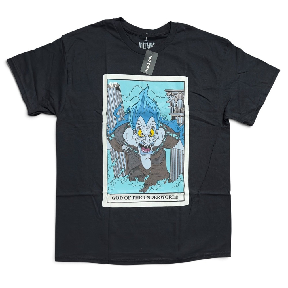 Hot Topic Disney Villains Hades Tarot Card Black Shirt Size L